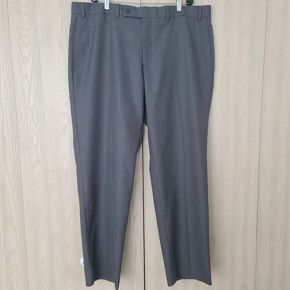 Calvin Klein Gray Windowpane Dress Pants Mens 38x30
